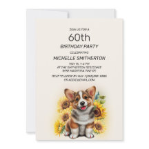 Söt Corgi Hund Solrosor 60-årsdag