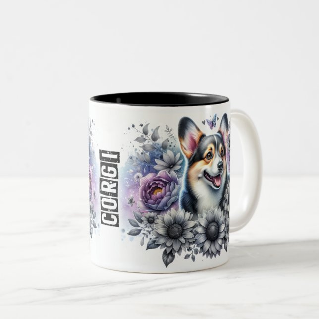 Söt Corgi Hund Två-Tonad Mugg (Framsida höger)