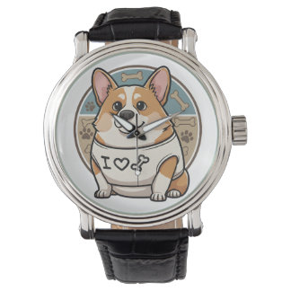 Söt Corgi-Hundurklocka med Benmönster Armbandsur