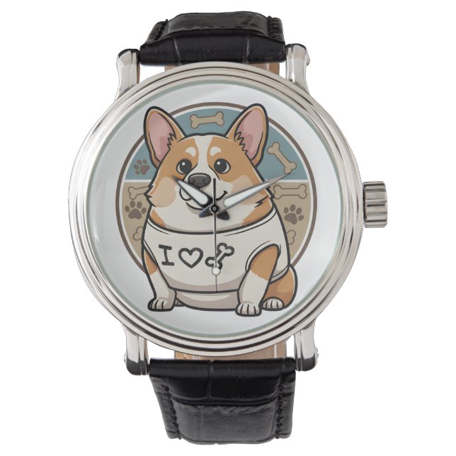 Söt Corgi-Hundurklocka med Benmönster Armbandsur (Framsida)