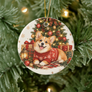 Söt Corgi Juldekoration Festiv Corgi Hund