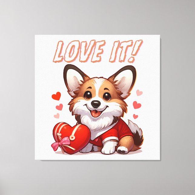 Söt Corgi Kärlek Canvastryck (Framsida)
