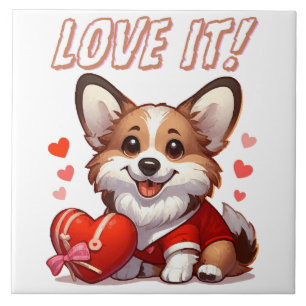Söt Corgi Kärlek Kakelplatta