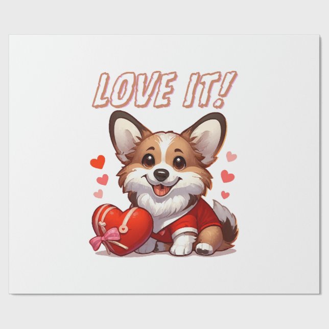 Söt Corgi Kärlek Presentpapper (Platt)