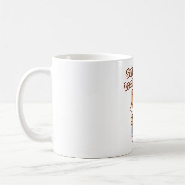 Söt Corgi Med Grönsaker Stöd Din Lokala Gård Kaffemugg (Vänster)