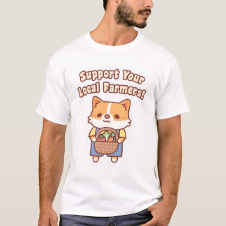 Söt Corgi Med Grönsaker Stöd Din Lokala Gård T Shirt