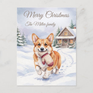 Söt Corgi med Handskskog Jul Anpassad Helg Vykort