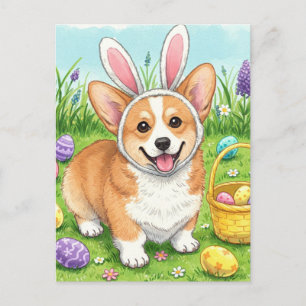 Söt Corgi Påskägg Postkort Vykort