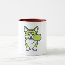 Söt Corgi Pickleball-spelare Illustration-- Rolig 
