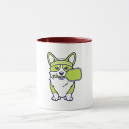 Söt Corgi Pickleball-spelare Illustration-- Rolig  Mugg