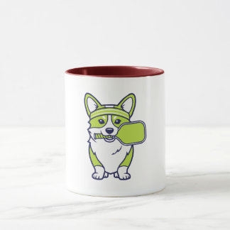 Söt Corgi Pickleball-spelare Illustration-- Rolig  Mugg