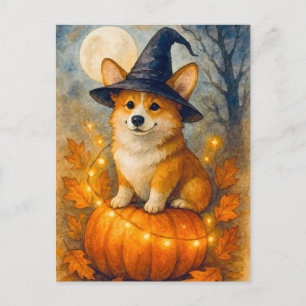 Söt Corgi Pumpa Glad Halloween Postkort Vykort