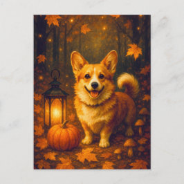 Söt Corgi Pumpa Glad Thanksgiving Postkort Vykort