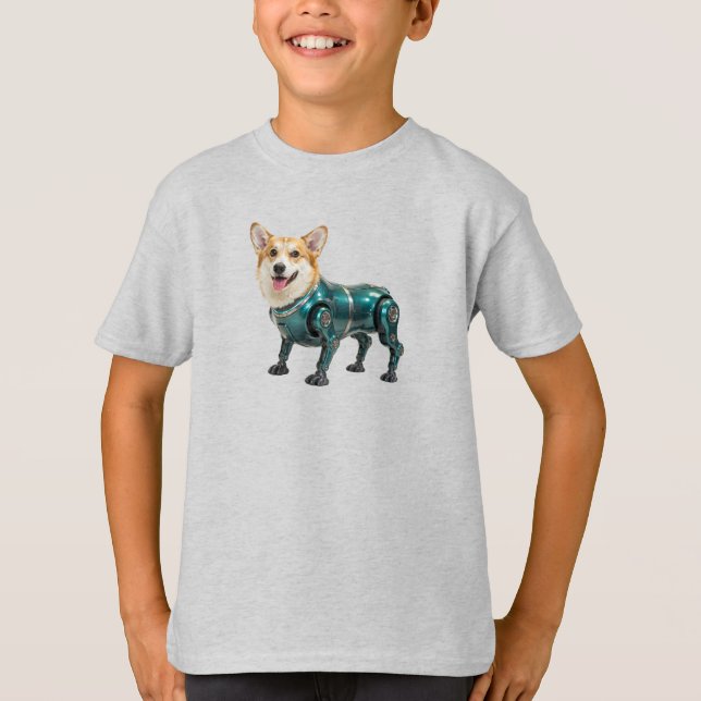 Söt Corgi Robot Barn T-Shirt (Framsida)