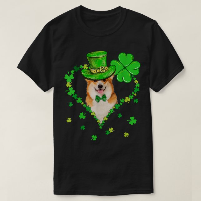 Söt Corgi Saint Patrick's Day Hundar Pappa Mamma T Shirt (Design framsida)