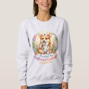 Söt Corgi-Sjuksköterska Vattenfärg Kaffe Mot T Shirt