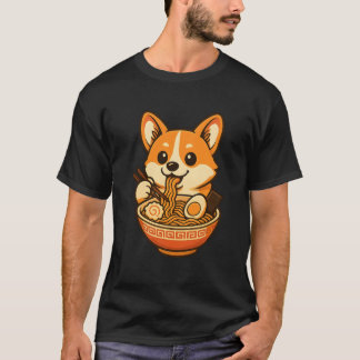Söt Corgi som äter Ramen ,Kawaii Hund T-Shirt Desi