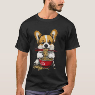Söt Corgi som äter Ramen Nudlar T Shirt