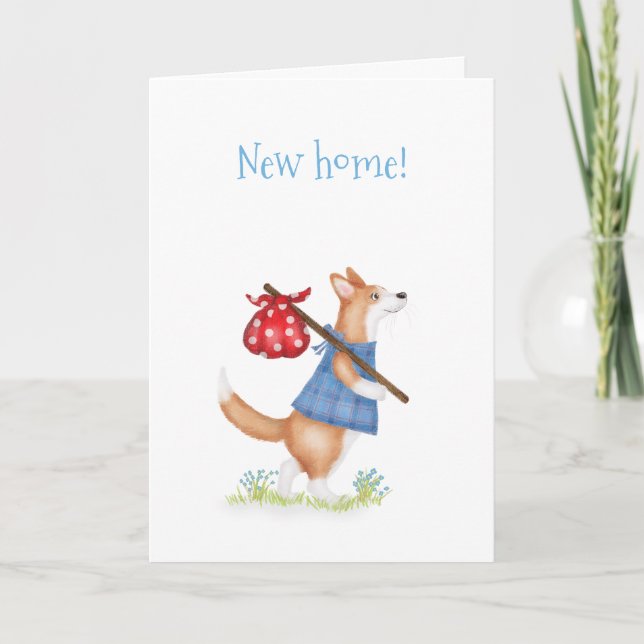 Söt corgi som flyttar hem kort (Framsida)