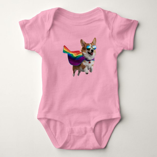 Söt Corgi Superhjälte  T Shirt (Framsida)