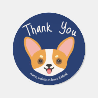 Söt Corgi Tack Present Små Företag Festgåva Runt Klistermärke