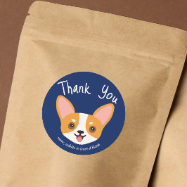 Söt Corgi Tack Present Små Företag Festgåva Runt Klistermärke