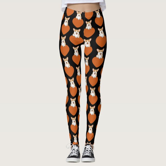 Söt Corgi Valp Hund Leggings (Framsida)