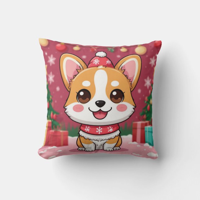 Söt Corgi-valp med julpresenter Kudde (Framsida)