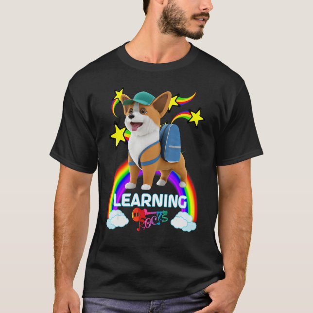 Söt Corgi Valp Ryggsäck Basebollmössa LÄRANDE RO T Shirt (Framsida)