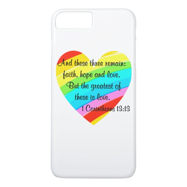 SÖT CORINTHIANS 13:13 RAINBOW HEART DESIGN Case-Mate iPhone SKAL (Baksida)