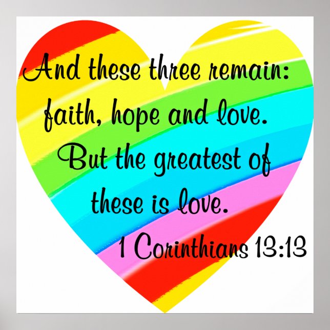 SÖT CORINTHIANS 13:13 RAINBOW HEART DESIGN POSTER (Framsidan)