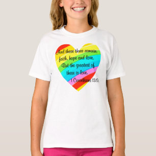 SÖT CORINTHIANS 13:13 RAINBOW HEART DESIGN T SHIRT