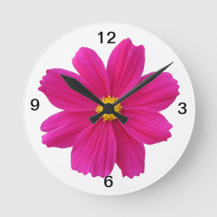 söt cosmos-blomma rund klocka