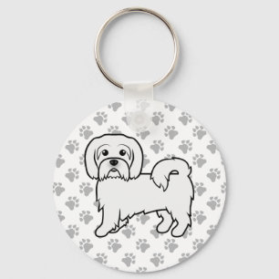Söt Coton De Tulear-illustration av serietecknad h Nyckelring