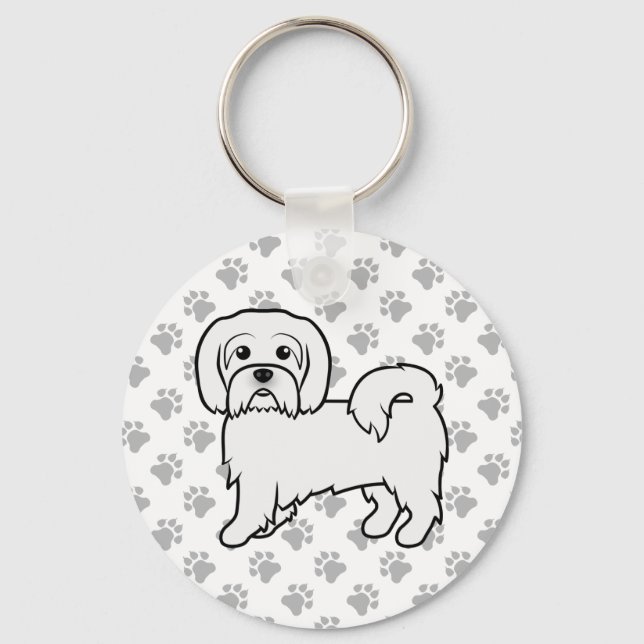 Söt Coton De Tulear-illustration av serietecknad h Nyckelring (Framsida)