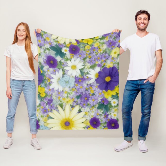 Söt Cottage Flowers Fleecefilt (På plats)