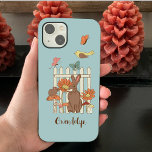 Söt Cottagecore Birds and Animals Personlig<br><div class="desc">Lägg till en söt beröring till din mobil med personligen fodral. Den har en söt cottagecore-teman med illustrationer av fåglar,  fjärilar,  kanin,  mus,  svamp och vissa blommor med en fläck som tillför ett namn i brunt skript eller kursivt skrivande. Bilderna ställs in mot en ljusblå bakgrund.</div>
