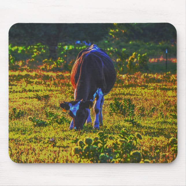 Söt Cow Texas Art Mouse Pad Musmatta (Framsidan)