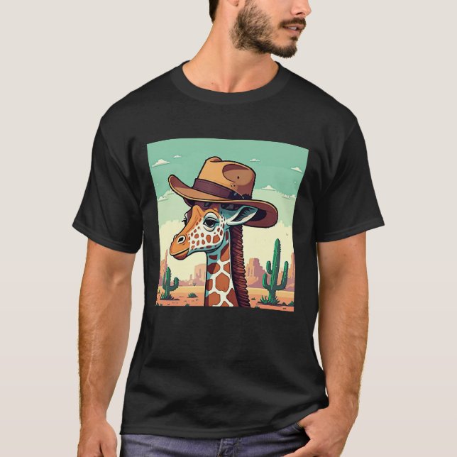 Söt Cowboy-Giraff T-Shirt | Giraff  (Framsida)