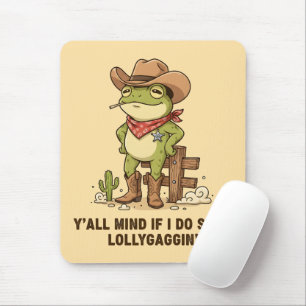 Söt cowboy groda som pillar Western Groda humor Musmatta