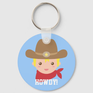 Söt Cowboy Pojke Personlig Nyckelring