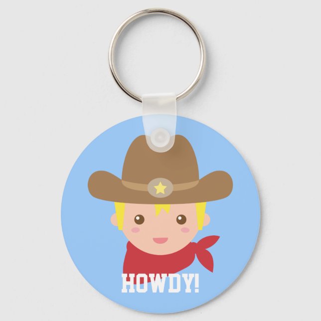 Söt Cowboy Pojke Personlig Nyckelring (Framsida)