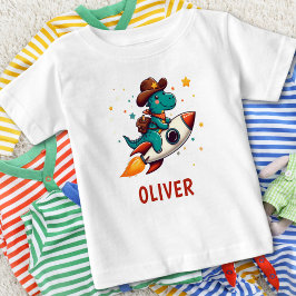 Söt cowboydinosaur som rider på rymdraket t shirt