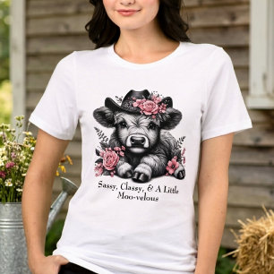 Söt Cowgirl Highland Ko Med Text T Shirt