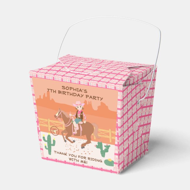 Söt Cowgirl och Häst Födelsedagsfest Presentaskar (Framsidan Sidan)