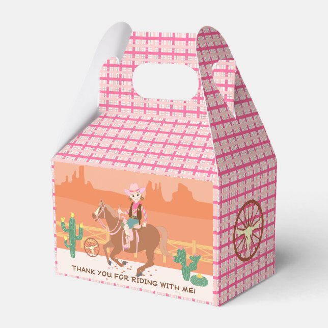 Söt Cowgirl och Häst Födelsedagsfest Presentaskar (Framsidan Sidan)