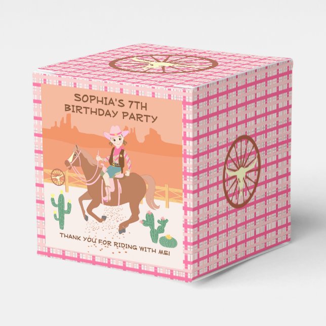 Söt Cowgirl och Häst Födelsedagsfest Presentaskar (Framsidan Sidan)