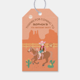 Söt Cowgirl och Häst Födelsedagsfest Presentetikett