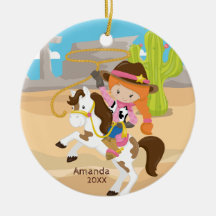 Söt cowgirl ridflicka julgransprydnad