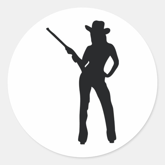 söt Cowgirl Runt Klistermärke (Framsida)